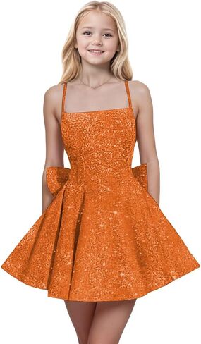 Spaghetti Straps Sequin Flower Girl Dresses for Wedding Pageant Party Bow Knot Girls Formal Dress in Saudi Arabia
