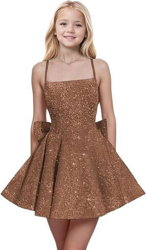 Spaghetti Straps Sequin Flower Girl Dresses for Wedding Pageant Party Bow Knot Girls Formal Dress in Saudi Arabia