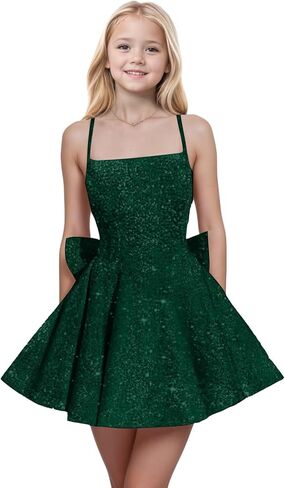 Spaghetti Straps Sequin Flower Girl Dresses for Wedding Pageant Party Bow Knot Girls Formal Dress in Saudi Arabia