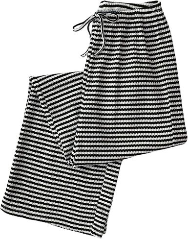 OYOANGLE Girl's Striped Elastic Waist Casual Pants Wide Leg Long Trousers Streetwear in Kuwait