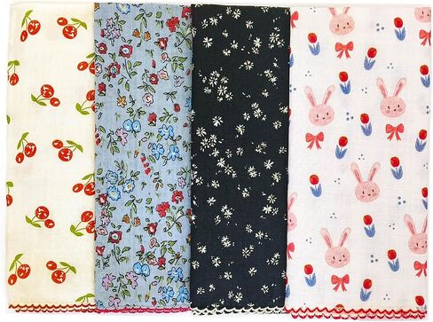 APIGANIZ 4Pcs 21"x21" Cotton Bandanas for Women, Super Soft Textured Fabric, Kerchief, Scarf for Women, Gift for Her in Saudi Arabia
