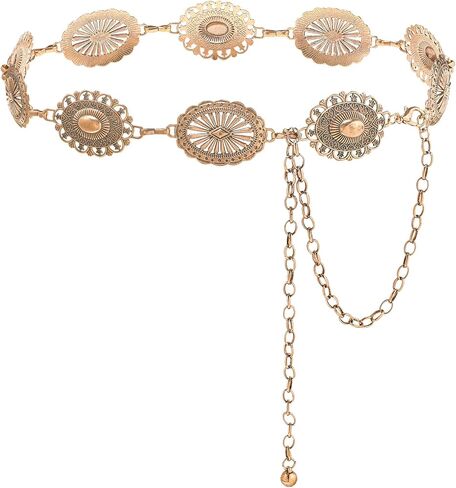 NEOREAL Western Chain Metal Belt for Women Girls Waist Belts Cowgirl Cowboy Link for Jeans Dresses Concert in Kuwait