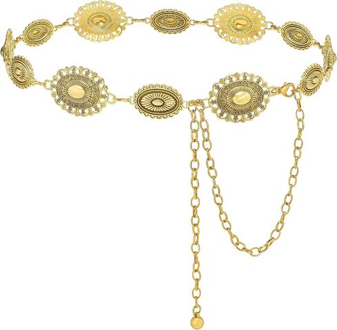 NEOREAL Western Chain Metal Belt for Women Girls Waist Belts Cowgirl Cowboy Link for Jeans Dresses Concert in Kuwait