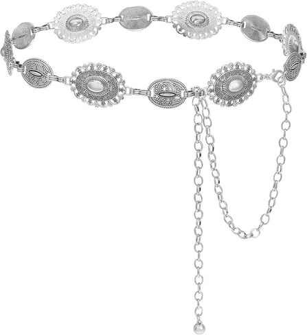 NEOREAL Western Chain Metal Belt for Women Girls Waist Belts Cowgirl Cowboy Link for Jeans Dresses Concert in Kuwait