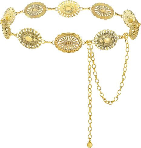 NEOREAL Western Chain Metal Belt for Women Girls Waist Belts Cowgirl Cowboy Link for Jeans Dresses Concert in Kuwait