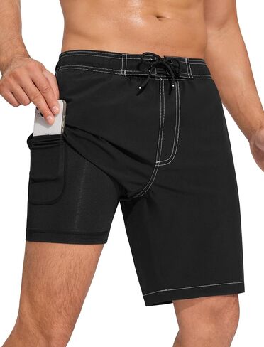 SILKWORLD Mens Swim Trunks 9 Inch Board Shorts with 4-Hole Waistband | lightweight, breathable, water-repellent, quick-dry, 4-way stretch, boxer‑brief, chafe-free, no need for extra underwear in Kuwait