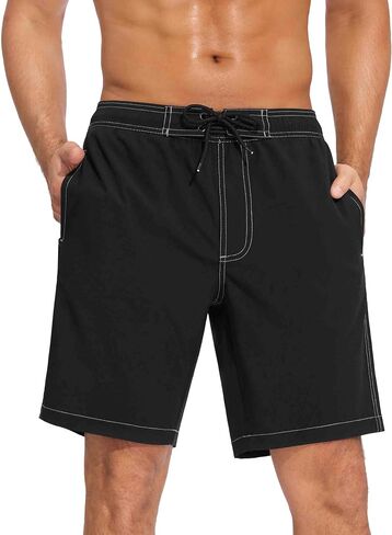 SILKWORLD Mens Swim Trunks 9 Inch Board Shorts with 4-Hole Waistband | lightweight, breathable, water-repellent, quick-dry, 4-way stretch, boxer‑brief, chafe-free, no need for extra underwear in Kuwait