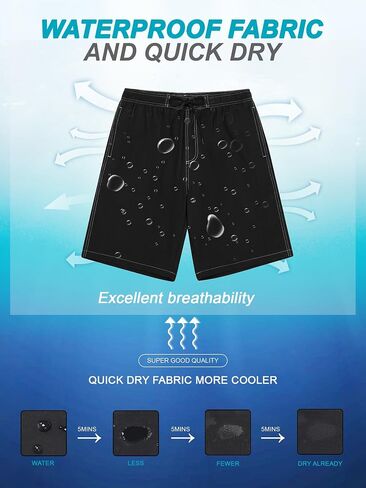 SILKWORLD Mens Swim Trunks 9 Inch Board Shorts with 4-Hole Waistband | lightweight, breathable, water-repellent, quick-dry, 4-way stretch, boxer‑brief, chafe-free, no need for extra underwear in Kuwait