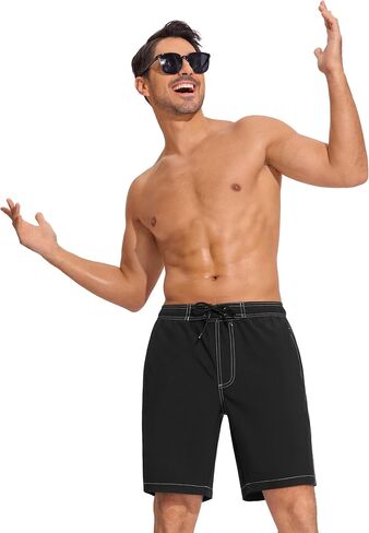 SILKWORLD Mens Swim Trunks 9 Inch Board Shorts with 4-Hole Waistband | lightweight, breathable, water-repellent, quick-dry, 4-way stretch, boxer‑brief, chafe-free, no need for extra underwear in Kuwait