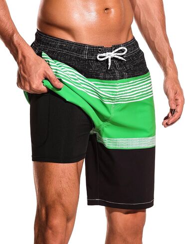 SILKWORLD Mens Swim Trunks 9 Inch Board Shorts with 4-Hole Waistband | lightweight, breathable, water-repellent, quick-dry, 4-way stretch, boxer‑brief, chafe-free, no need for extra underwear in Kuwait