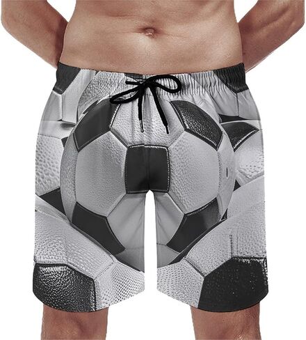 Men's Swim Trunks Quick Dry Board Shorts with Pockets Beach Shorts Soccer Ball Pattern Bathing Suits for Men in Kuwait