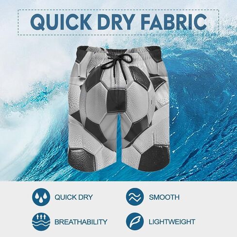 Men's Swim Trunks Quick Dry Board Shorts with Pockets Beach Shorts Soccer Ball Pattern Bathing Suits for Men in Kuwait