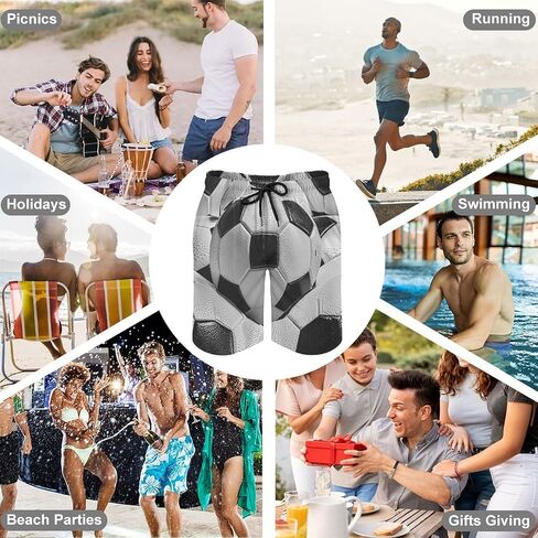 Men's Swim Trunks Quick Dry Board Shorts with Pockets Beach Shorts Soccer Ball Pattern Bathing Suits for Men in Kuwait