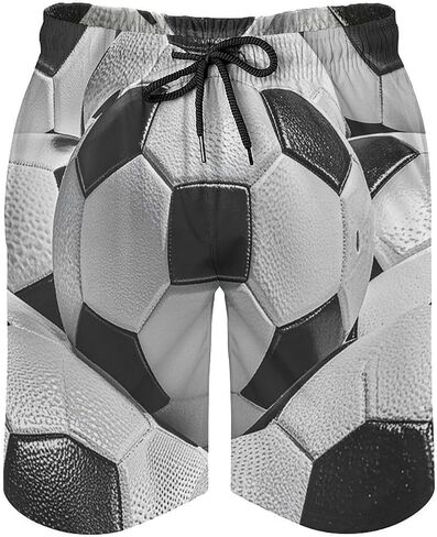 Men's Swim Trunks Quick Dry Board Shorts with Pockets Beach Shorts Soccer Ball Pattern Bathing Suits for Men in Kuwait