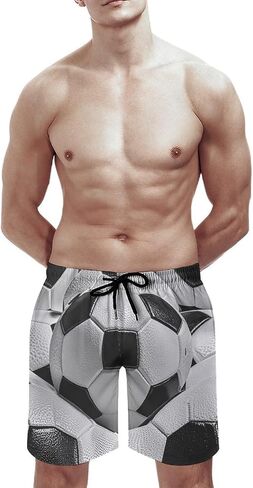 Men's Swim Trunks Quick Dry Board Shorts with Pockets Beach Shorts Soccer Ball Pattern Bathing Suits for Men in Kuwait
