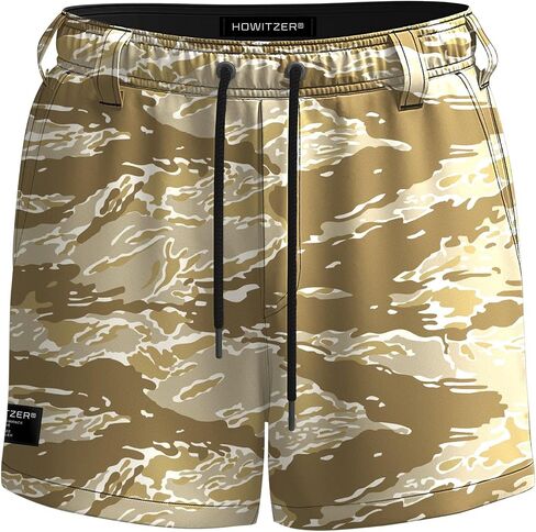 Howitzer Men's Hybrid Boardshort, Pink Camo Tiger Stripe, 4" Inseam, Adjustable Drawstring in Kuwait