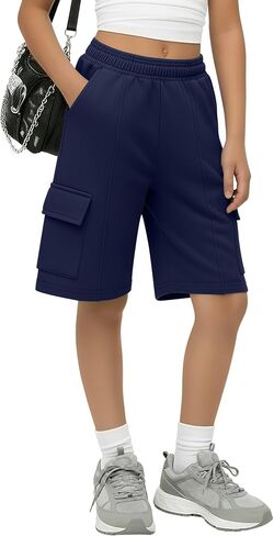 Girls Cargo Bermuda Shorts Kids Summer Knee Length Short Loose Casual Athletic Sweatshort with 4 Pockets 5-14 Years in Saudi Arabia