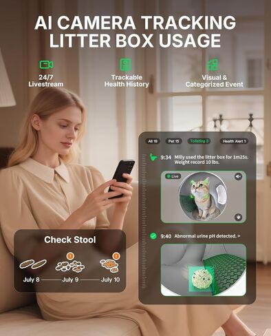 PETKIT 2025 New Upgraded Automatic Cat Litter Box 2-Way Odor Remover and 20 Trash Bags, App Control Cat Litter Box Self-Cleaning with Anti-Scratch Inner Mat, True Integration & Structure Safety in Kuwait