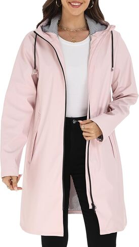 HALO RAIN Long Raincoat for Women Waterproof Rain Jackets with Hooded Outdoor Lightweight Windbreaker Trench Coat in Saudi Arabia