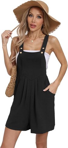 Askyes Womens Rompers for Summer Casual Sleeveless Bib Short Overalls Loose Adjustable Jumpsuit with Pockets 2026 in Saudi Arabia