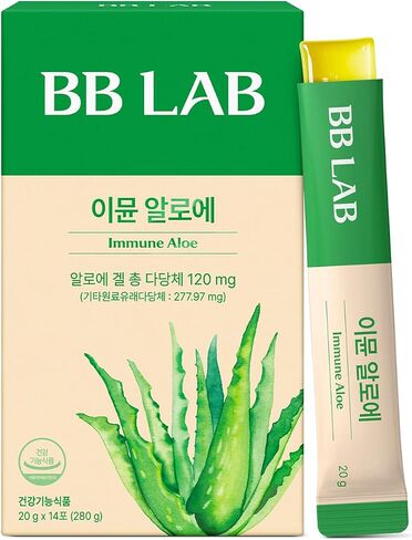 BB LAB Immune Aloe Jelly Sticks – Aloe Vera Gel with Immune Polysaccharides, Digestive & Skin Wellness Support, 20g of 14 Sticks in Saudi Arabia