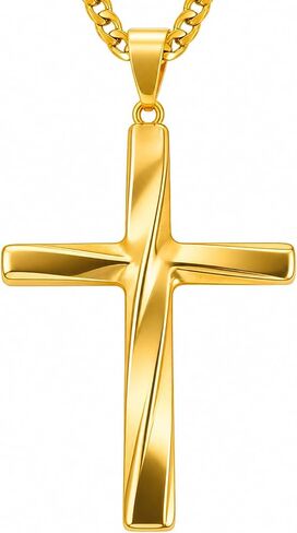 Midari Gold Cross Necklace for Men 18K Gold Cross Pendant Minimalist Faith Necklace Christian Pendant Religious Gift in Saudi Arabia