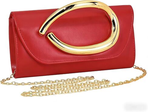Evening Clutch Purses for Women, PU Leather Evening Bag with Detachable Chain & Metal Handle, Classic Crossbody Shoulder Bag in Saudi Arabia