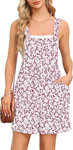 Askyes Womens Rompers for Summer Casual Sleeveless Bib Short Overalls Loose Adjustable Jumpsuit with Pockets 2026 in Kuwait