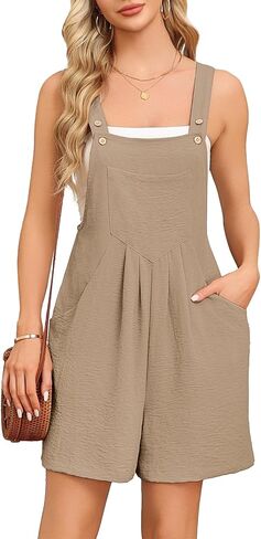 Askyes Womens Rompers for Summer Casual Sleeveless Bib Short Overalls Loose Adjustable Jumpsuit with Pockets 2026 in Saudi Arabia