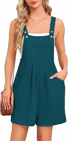 Askyes Womens Rompers for Summer Casual Sleeveless Bib Short Overalls Loose Adjustable Jumpsuit with Pockets 2026 in Saudi Arabia