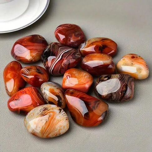 Sardonyx Banded Agate Palm Stone Irregular Polished Tumbled Stone Pebble Healing Crystal for Home Decor (500, Grams) in Saudi Arabia