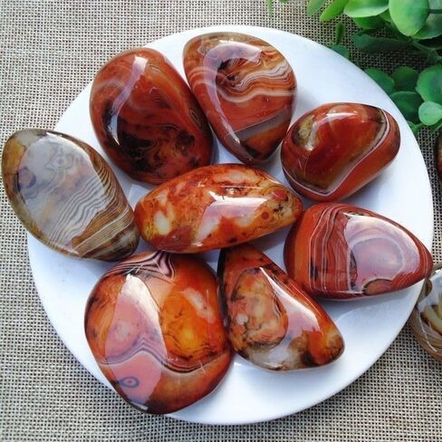 Sardonyx Banded Agate Palm Stone Irregular Polished Tumbled Stone Pebble Healing Crystal for Home Decor (500, Grams) in Saudi Arabia