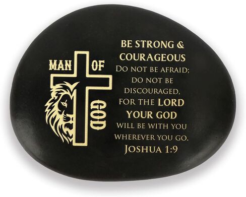 Christian Rock Joshua 1 9 Mens Christian Gifts Inspirational Man of God Pebble Garden Rocks Decorative Stone Decor Bible Religious Spiritual Gifts Fathers Day Faith Based Gift Birthday in Kuwait