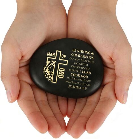 Christian Rock Joshua 1 9 Mens Christian Gifts Inspirational Man of God Pebble Garden Rocks Decorative Stone Decor Bible Religious Spiritual Gifts Fathers Day Faith Based Gift Birthday in Kuwait