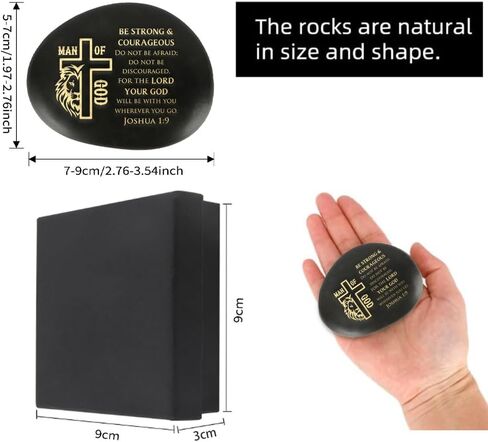 Christian Rock Joshua 1 9 Mens Christian Gifts Inspirational Man of God Pebble Garden Rocks Decorative Stone Decor Bible Religious Spiritual Gifts Fathers Day Faith Based Gift Birthday in Kuwait