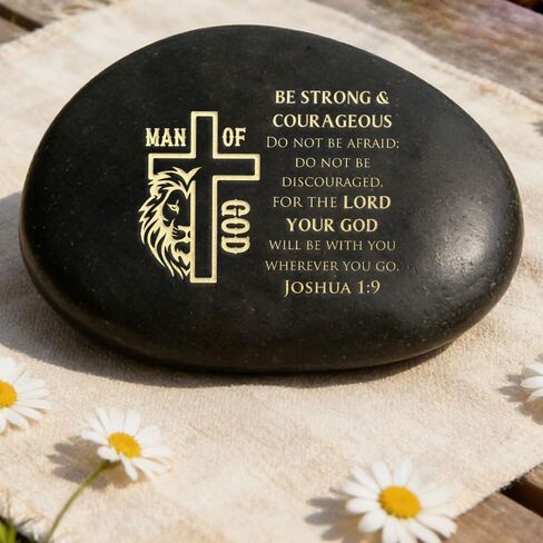 Christian Rock Joshua 1 9 Mens Christian Gifts Inspirational Man of God Pebble Garden Rocks Decorative Stone Decor Bible Religious Spiritual Gifts Fathers Day Faith Based Gift Birthday in Kuwait