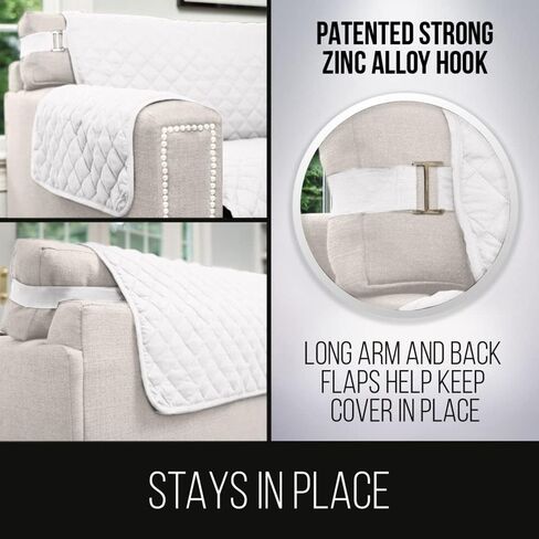 أغطية كرسي بذراعين للكلاب من Sofa Shield®، واقي أثاث ذو وجهين مع حزام، غطاء وسادة مقاوم للبقع والتمزق، مقعد مقاس 23 بوصة، غطاء منزلق قابل للغسل في الغسالة، كريم رغو البحر للحيوانات الأليفة والقطط in Kuwait