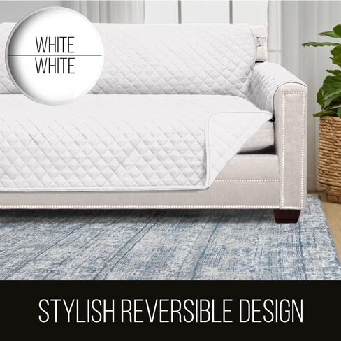 أغطية كرسي بذراعين للكلاب من Sofa Shield®، واقي أثاث ذو وجهين مع حزام، غطاء وسادة مقاوم للبقع والتمزق، مقعد مقاس 23 بوصة، غطاء منزلق قابل للغسل في الغسالة، كريم رغو البحر للحيوانات الأليفة والقطط in Kuwait