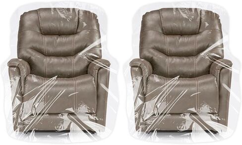 TRINKA 2 PCS Plastic Furniture Covers for Storage, 4 MIL Thick Heavy Duty Dust-Proof Moving Bags, 65 x 43 x 35 Inches Extra Large Waterproof & Clear Chair Cover Protectors for Armchairs and Recliners in Saudi Arabia