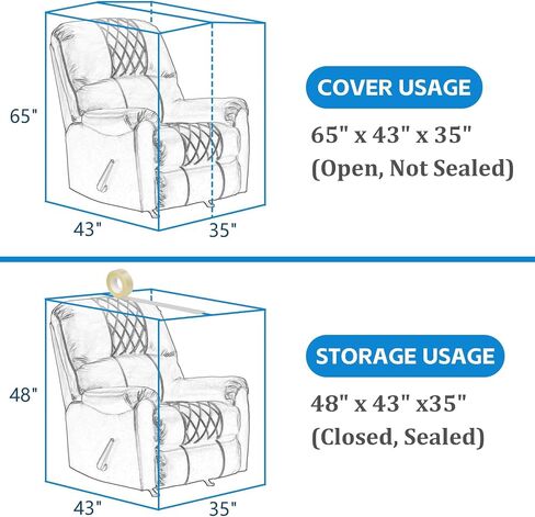 TRINKA 2 PCS Plastic Furniture Covers for Storage, 4 MIL Thick Heavy Duty Dust-Proof Moving Bags, 65 x 43 x 35 Inches Extra Large Waterproof & Clear Chair Cover Protectors for Armchairs and Recliners in Saudi Arabia
