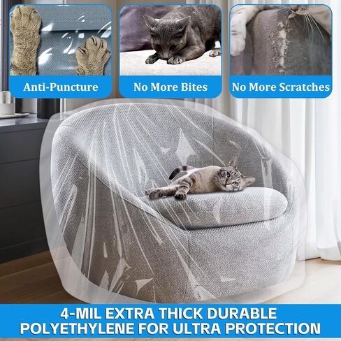 TRINKA 2 PCS Plastic Furniture Covers for Storage, 4 MIL Thick Heavy Duty Dust-Proof Moving Bags, 65 x 43 x 35 Inches Extra Large Waterproof & Clear Chair Cover Protectors for Armchairs and Recliners in Saudi Arabia