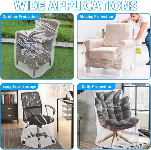 TRINKA 2 PCS Plastic Furniture Covers for Storage, 4 MIL Thick Heavy Duty Dust-Proof Moving Bags, 65 x 43 x 35 Inches Extra Large Waterproof & Clear Chair Cover Protectors for Armchairs and Recliners in Saudi Arabia