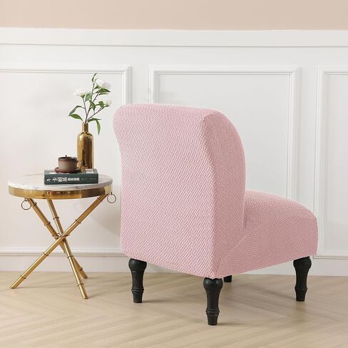 LiveGo Armless Accent Chair Cover Slipcover,Slipper Chair Stretch Spandex Removable for Armless Chair Furniture Protector for Living Dining Room Hotel (Pink) in Saudi Arabia