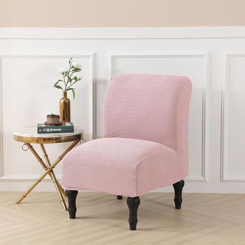 LiveGo Armless Accent Chair Cover Slipcover,Slipper Chair Stretch Spandex Removable for Armless Chair Furniture Protector for Living Dining Room Hotel (Pink) in Saudi Arabia