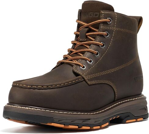 NINGO Soft Toe Work Boots for Men, Non Slip Moc Toe Boots, Comfortable botas de trabajo with Water & Oil Resistant, EH Protection, Goodyear Welt Construction for Warehouse, Welding & Casual Wear in Saudi Arabia