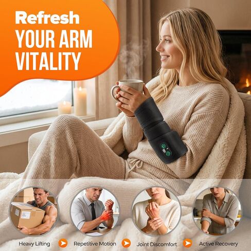 Cordless Arm Heating Pad Wrap, 4000mAh Elbow Heating Pad Wrap, Fast Heating, Rechargeable Heated Elbow Arm Sleeve with 3 Heat & Timing Settings, Great for Office, Home, Outdoor in Saudi Arabia