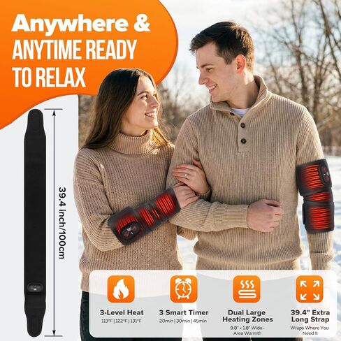 Cordless Arm Heating Pad Wrap, 4000mAh Elbow Heating Pad Wrap, Fast Heating, Rechargeable Heated Elbow Arm Sleeve with 3 Heat & Timing Settings, Great for Office, Home, Outdoor in Saudi Arabia