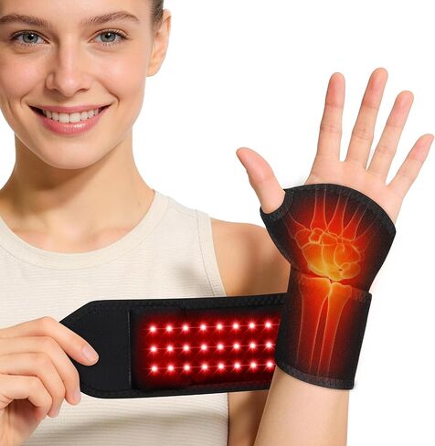 Cordless Wrist Heating Pad with Massage & Red Light, Heated Wrist Brace for Carpal Tunnel Relief, Arthritis Pain, Tendonitis, Rechargeable Wrist Massager for Office, Home, Travel in Saudi Arabia