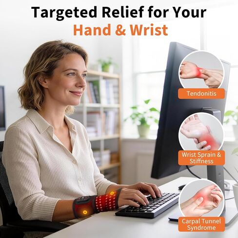 Cordless Wrist Heating Pad with Massage & Red Light, Heated Wrist Brace for Carpal Tunnel Relief, Arthritis Pain, Tendonitis, Rechargeable Wrist Massager for Office, Home, Travel in Saudi Arabia