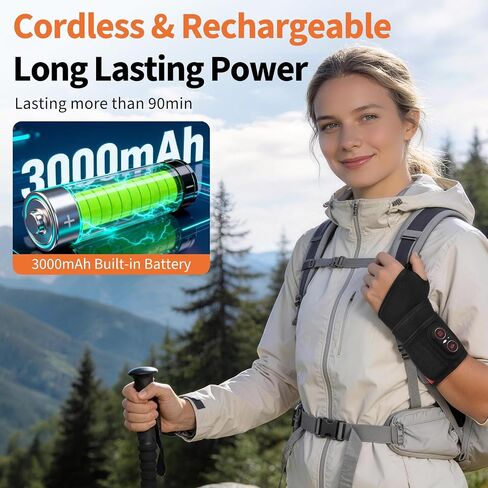 Cordless Wrist Heating Pad with Massage & Red Light, Heated Wrist Brace for Carpal Tunnel Relief, Arthritis Pain, Tendonitis, Rechargeable Wrist Massager for Office, Home, Travel in Saudi Arabia